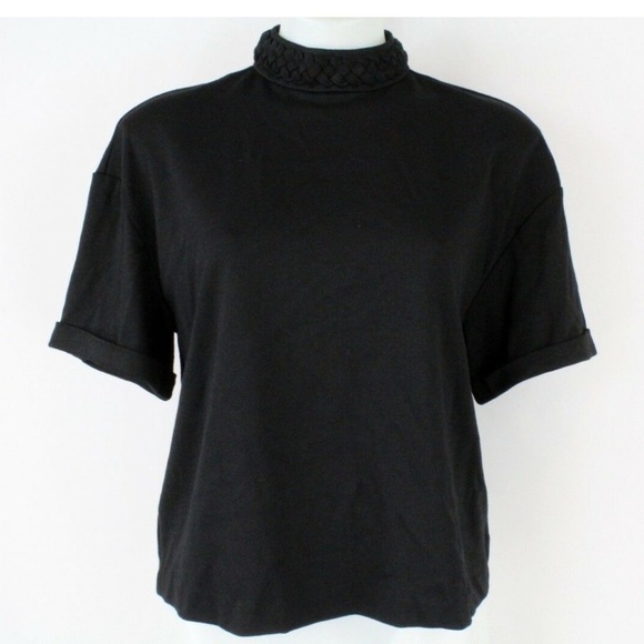 Guess Aubrielle Braided Neck Top. Black. Medium. - Picture 1 of 4